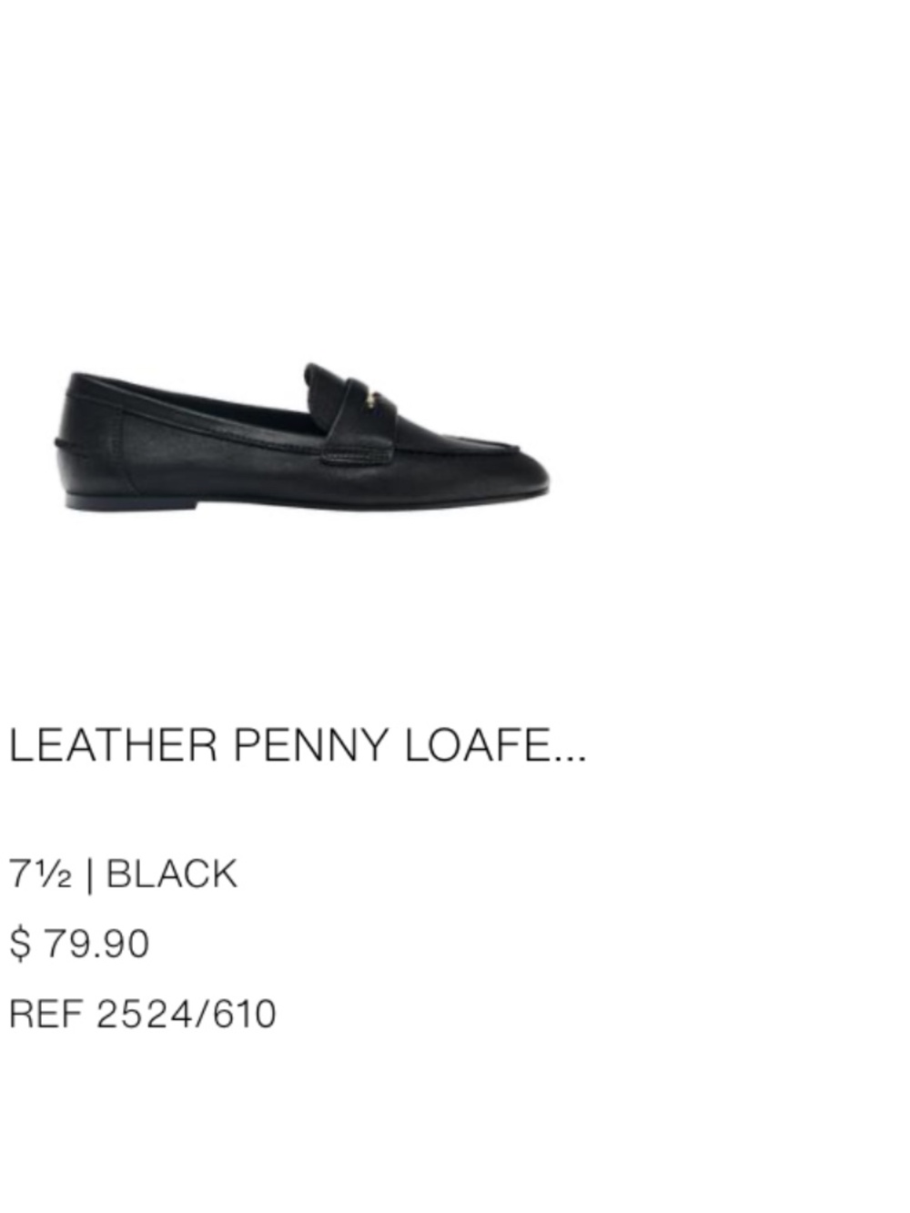 ❤️ Zara penny loafer genuine leather black flats - Picture 8 of 8
